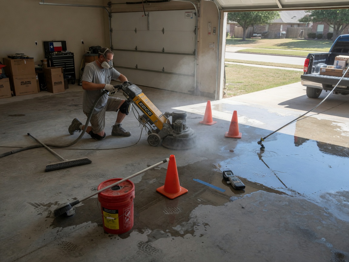 Preparing Concrete for Epoxy Garage Floors Before Plano Summer Heat